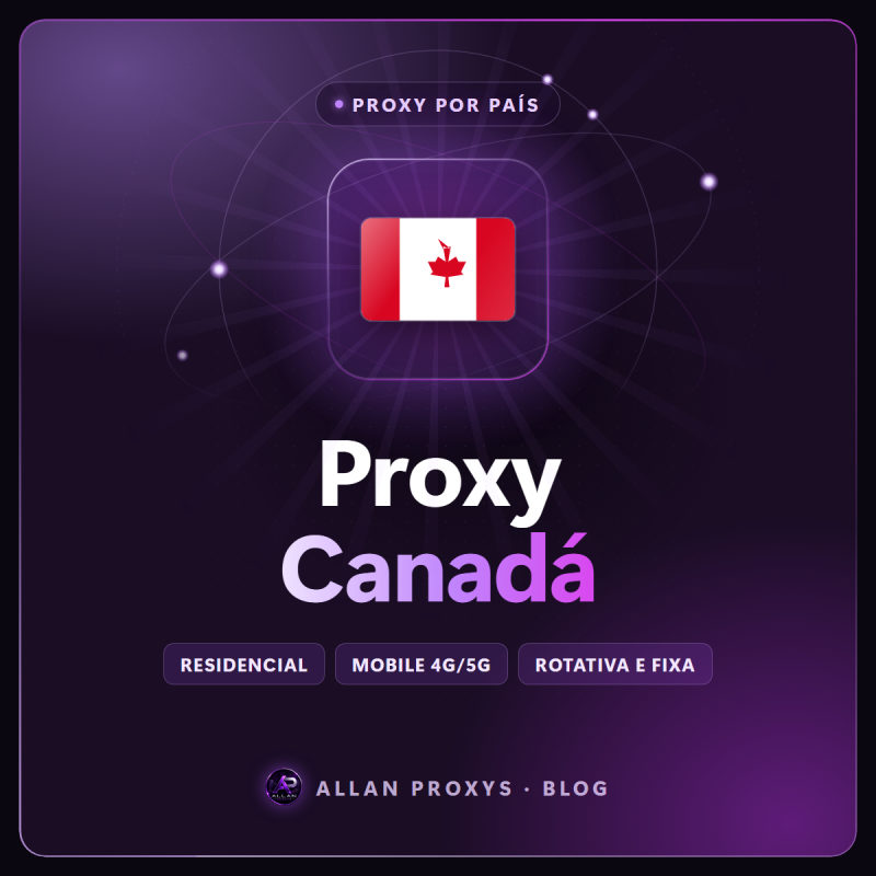 Proxy Canadá: IP residencial e mobile do Canadá